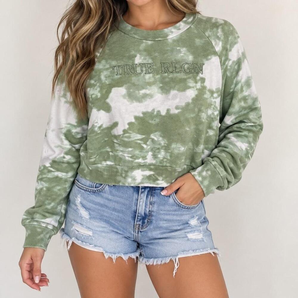 True religion green tie dye sweatshirt